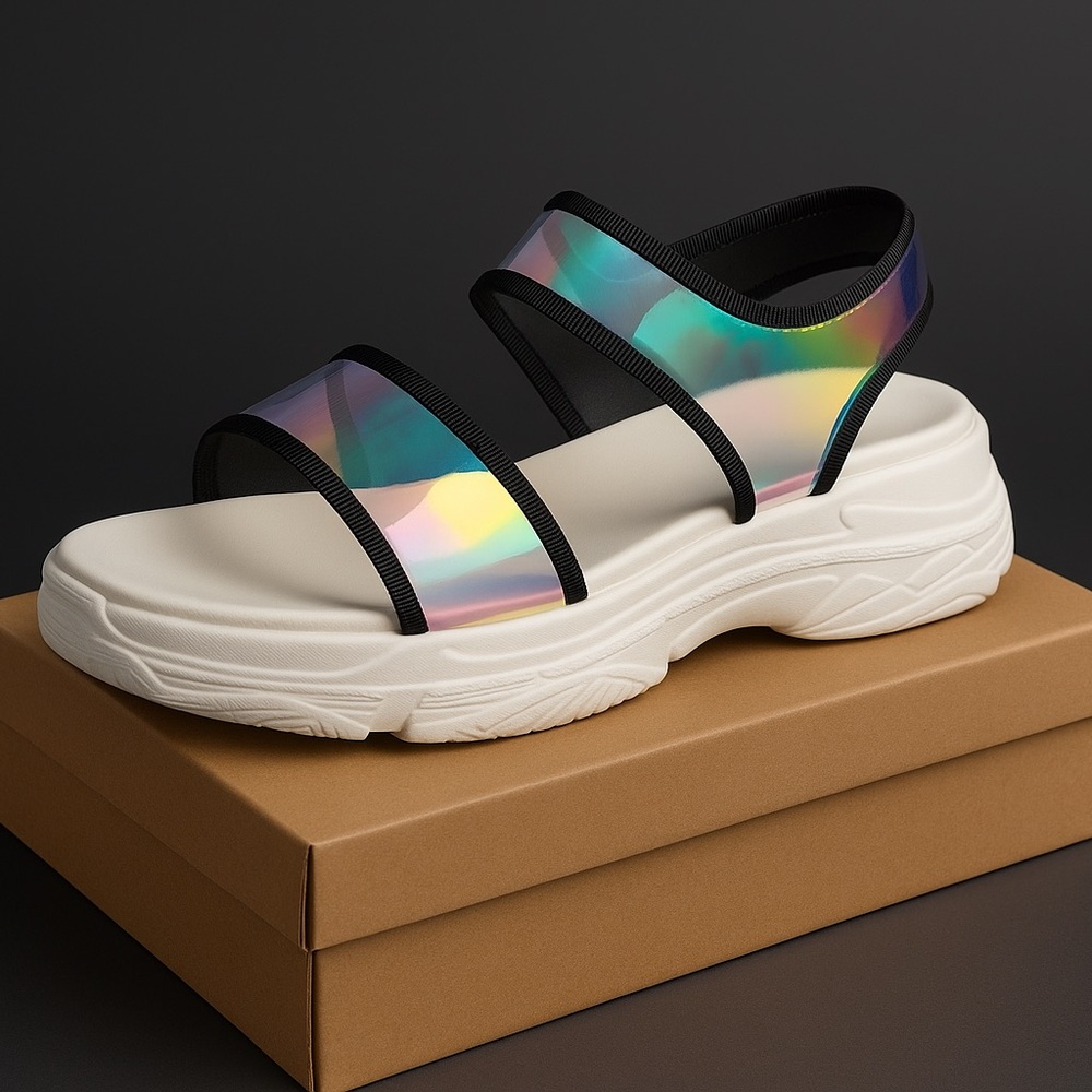 Iridescent Holographic Sandals